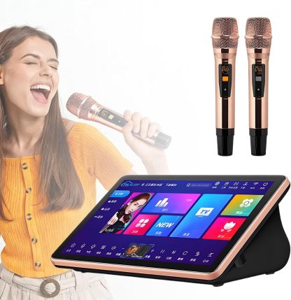 Máquina de karaoke inteligente LURECAQING A-2T - tableta 18,5 pulgadas letras altavoz profesional y 2 micrófonos-Havenupyard