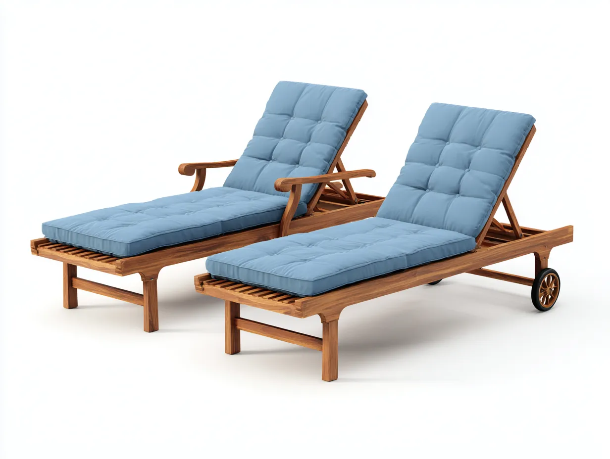 Tumbona de exterior de madera con respaldo ajustable 200x65x35 cm - marrón y azul - diseño moderno para jardín y terraza-Havenupyard