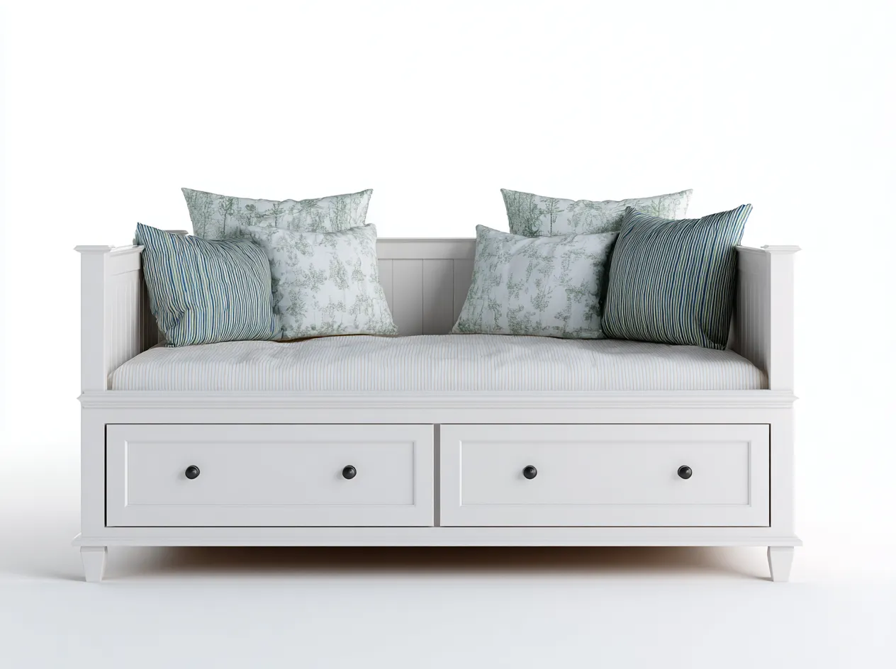 Sofás cama de madera con 2 cajones 200x90x85 cm - blanco - diseño clásico para dormitorio y salón-Havenupyard