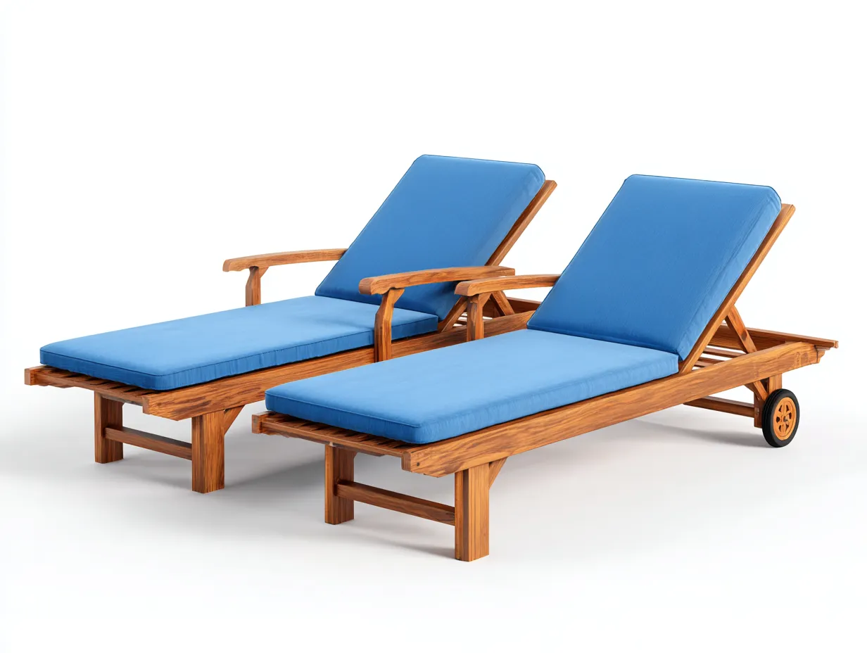 Tumbona de exterior madera con cojín 195x65x92 cm - azul-madera - diseño ajustable jardín-Havenupyard