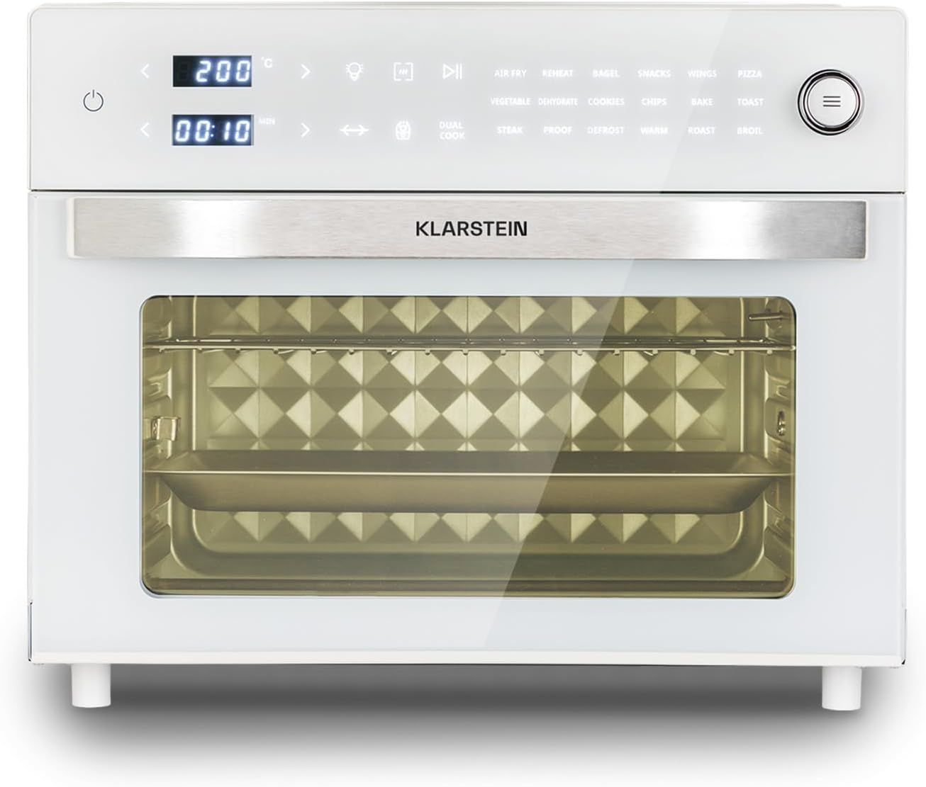 Klarstein Vigor Air Heißluftfritteuse XXL 30L 1800W Airfryer mit 18 Programmen Ober-/Unterhitze Dual Zone Weiß-Nestmyhut