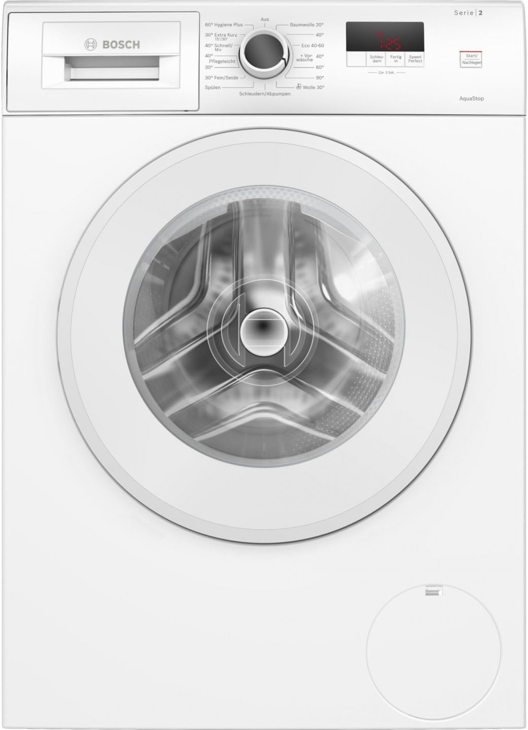 Bosch Serie 2 WGE02471 Waschmaschine 7kg 1400 U/min Frontlader, SpeedPerfect, ActiveWater Plus, EcoSilence Drive, AquaStop, LED Touch Display, AntiVibration Design, Weiß-Nestmyhut