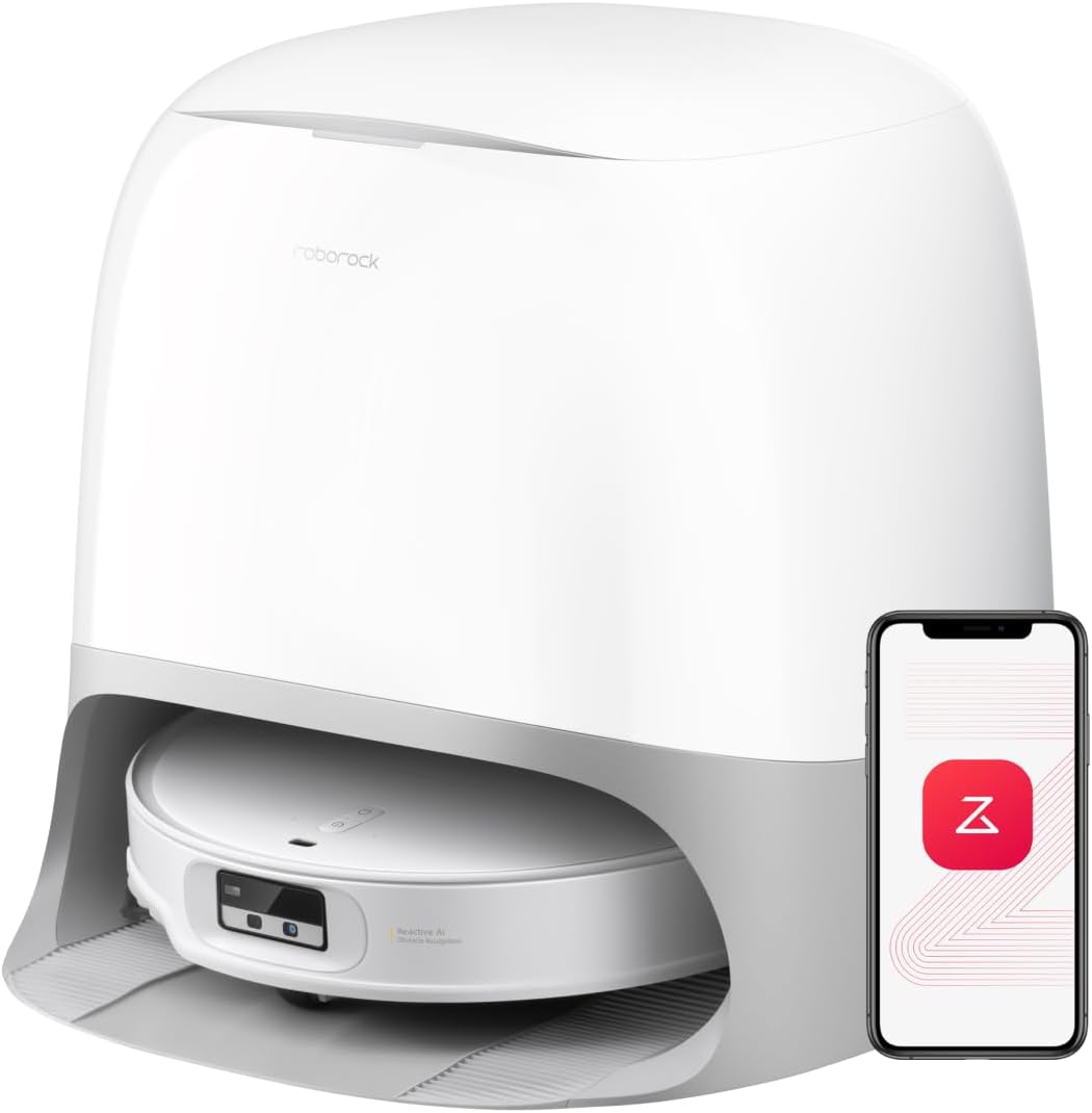 roborock Qrevo CurvX Saugroboter mit Wischfunktion 22000Pa Ultra Slim 7,98cm Dual Anti-Tangle Hebbarer Wischmopp Reactive AI Hinderniserkennung Teppich Hartboden Weiß-Nestmyhut