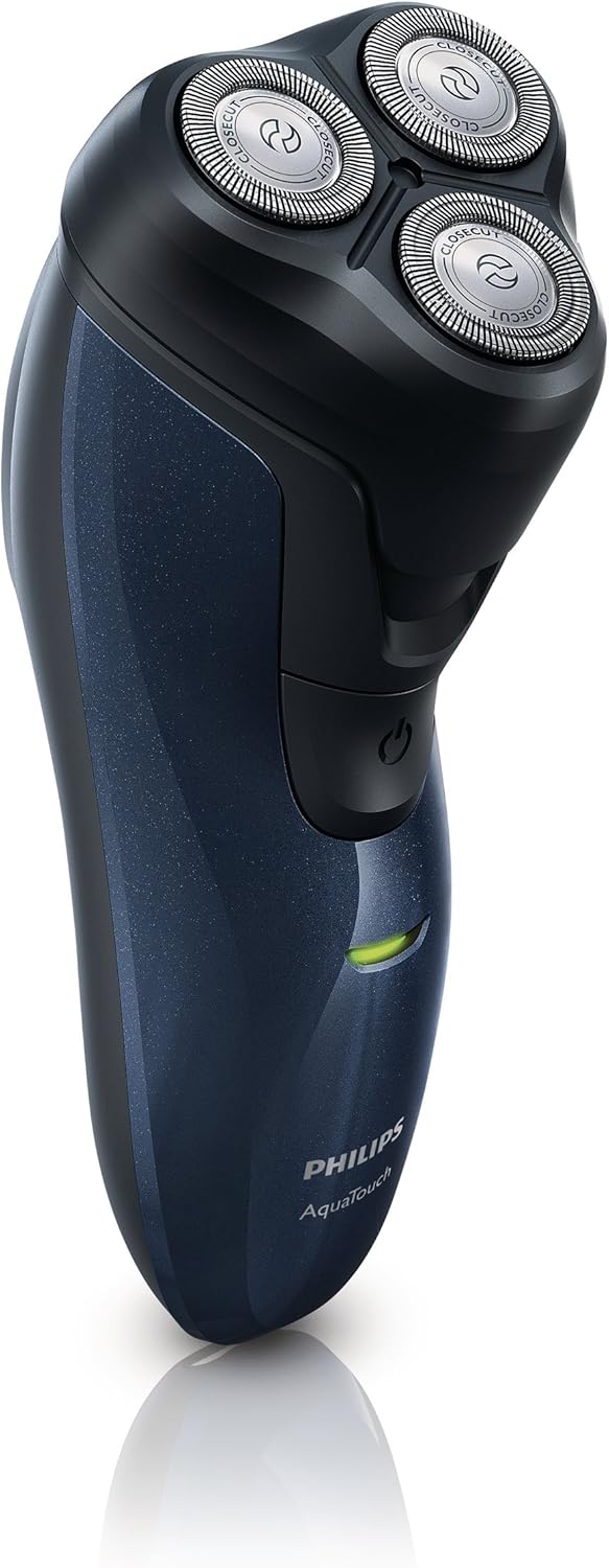 Philips AT620 14 Elektrischer Nass und Trockenrasierer Herren wiederaufladbar rotierender Rasierer NiMH Akku schwarz blau Modell AT620-Nestmyhut