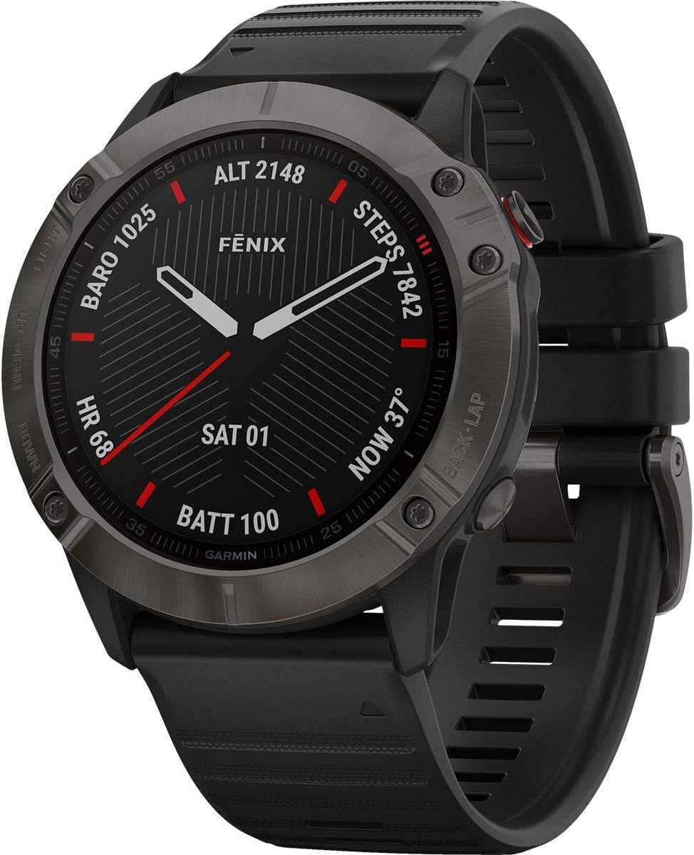 Garmin Fenix 6X Sapphire GPS Multisport-Smartwatch schiefergrau schwarz, 16GB Speicher, integriertes GPS, Bluetooth, robuste Outdoor Fitnessuhr mit Saphirglas-Nestmyhut