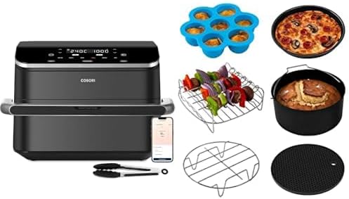 COSORI TF101S Heißluftfritteuse 10L Edelstahl mit 6-teiligem Zubehörset Große Kapazität Schwarz-Nestmyhut