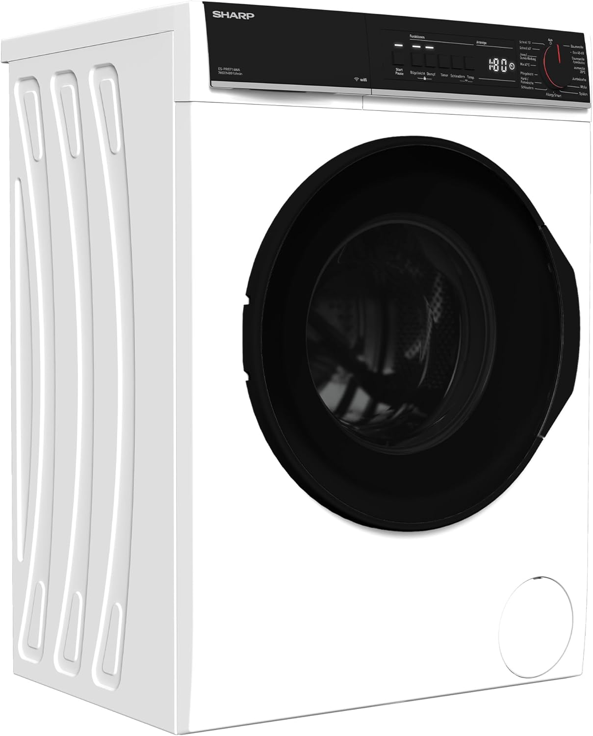 SHARP ES-PRO714WA-DE Waschmaschine Frontlader 7 kg 1400 U/min mit AquaStop WiFi Dampffunktion AllergySmart Hygieneprogramm Weiß-Nestmyhut