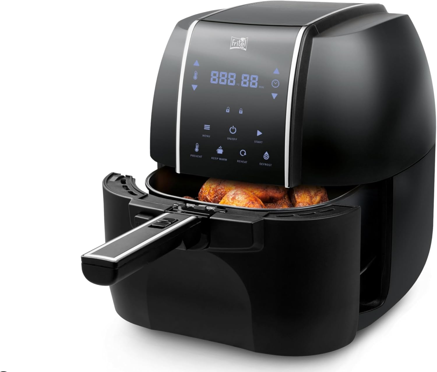 FRITEL SnackTastic 6902 XXL Heißluftfritteuse 5L 2300W Digital Touchscreen 8 Programme für 2-5 Personen Schwarz Klappgriff-Nestmyhut