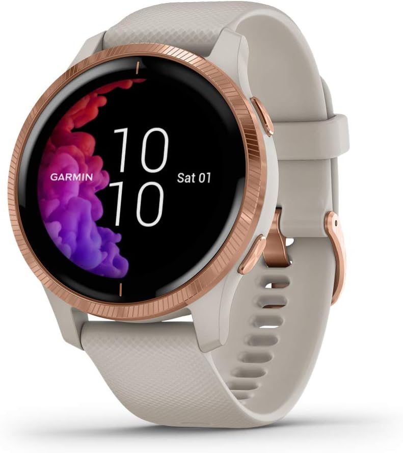 Garmin Venu wasserdichte GPS Fitness Smartwatch mit AMOLED Display Trainingsplänen animierten Übungen 20 Sport-Apps Herzfrequenzmessung 5 Tage Akkulaufzeit kontaktlosem Bezahlen Musikplayer und WLAN-Nestmyhut