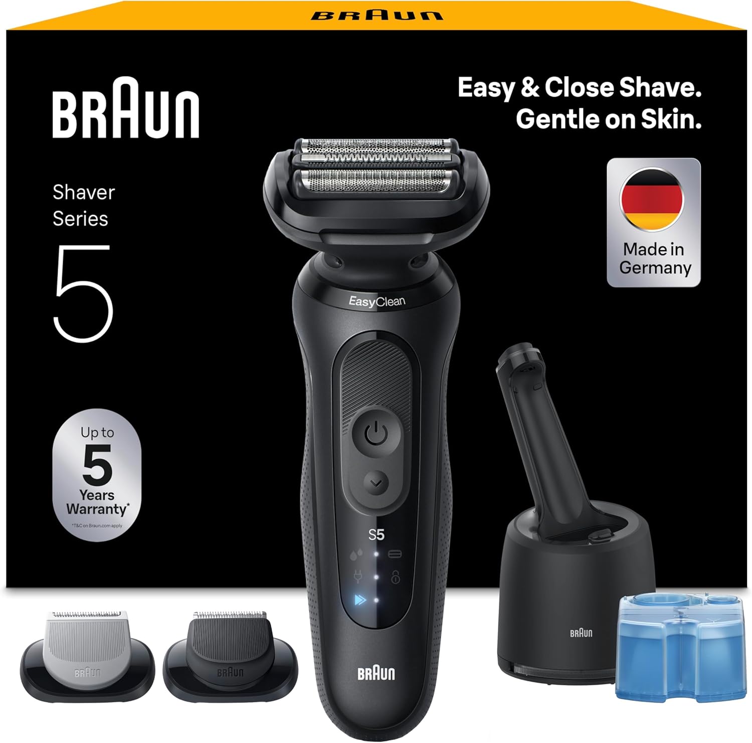 Braun Series 5 Elektrorasierer Herren 52-N7650cc mit 50 Minuten Akku, 4in1 SmartCare Reinigungsstation, 2 Aufsätze, kabelloser Nass- und Trockenrasierer wasserdicht Schwarz-Nestmyhut