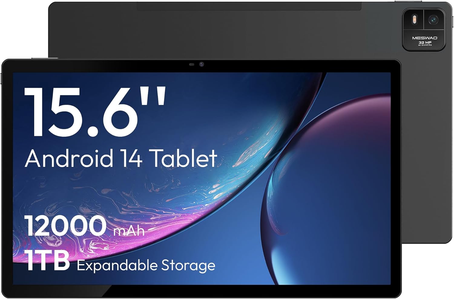 MESWAO MES B3 15,6 Zoll Android 14 Tablet IPS Display 1920x1080 Helio G99 Octa Core 6GB RAM 128GB ROM 1TB Erweiterung 12000mAh Akku WiFi BT5.0 32MP Kamera grau-Nestmyhut