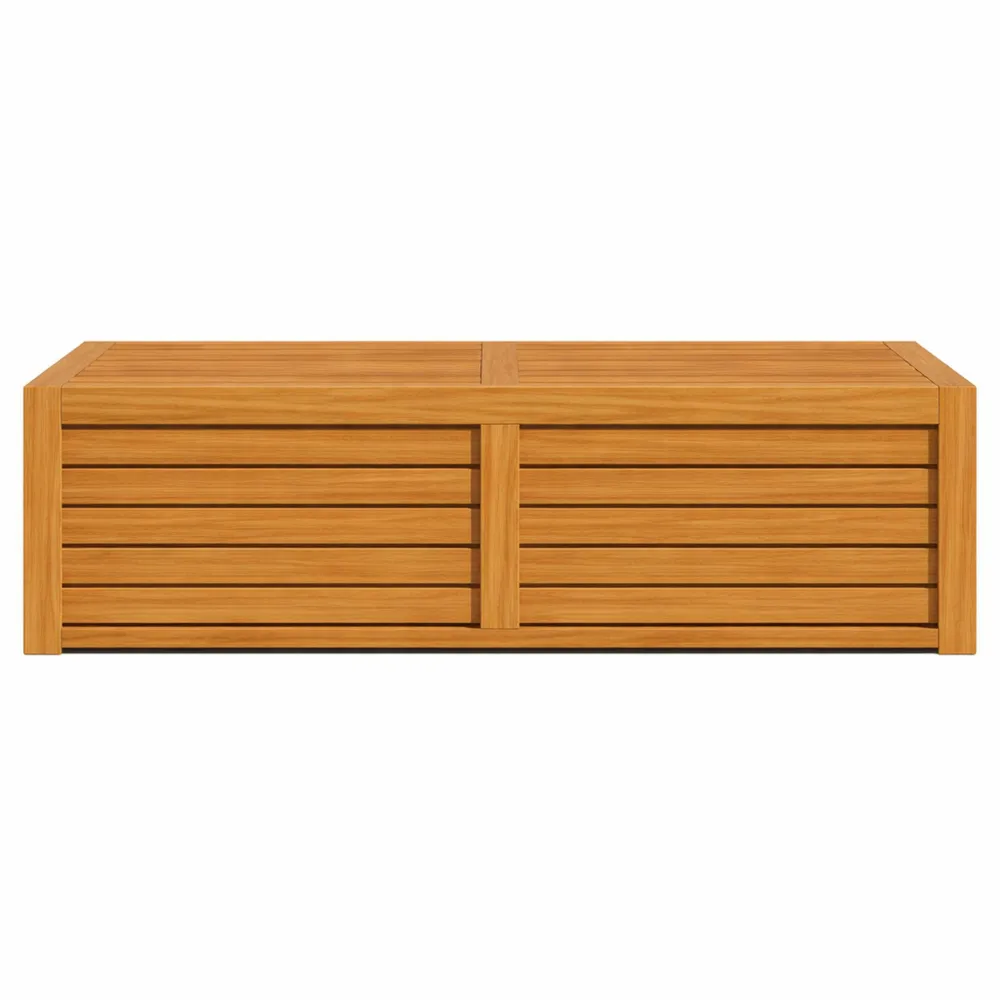 Coffre de rangement en bois pour jardin 176L avec poignées, dimensions 130x50x45 cm