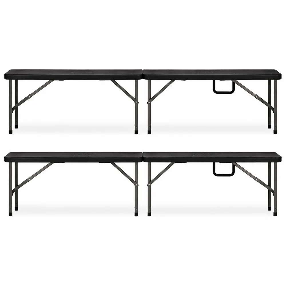 Lot de 2 Bancs Pliables en Plastique pour Extérieur