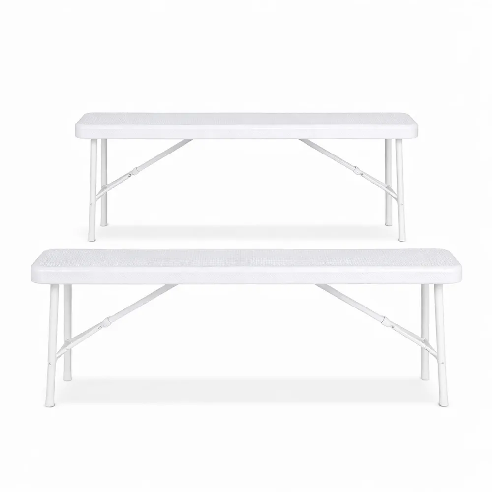 Banc pliable pour jardin et camping, lot de 2, plastique, blanc
