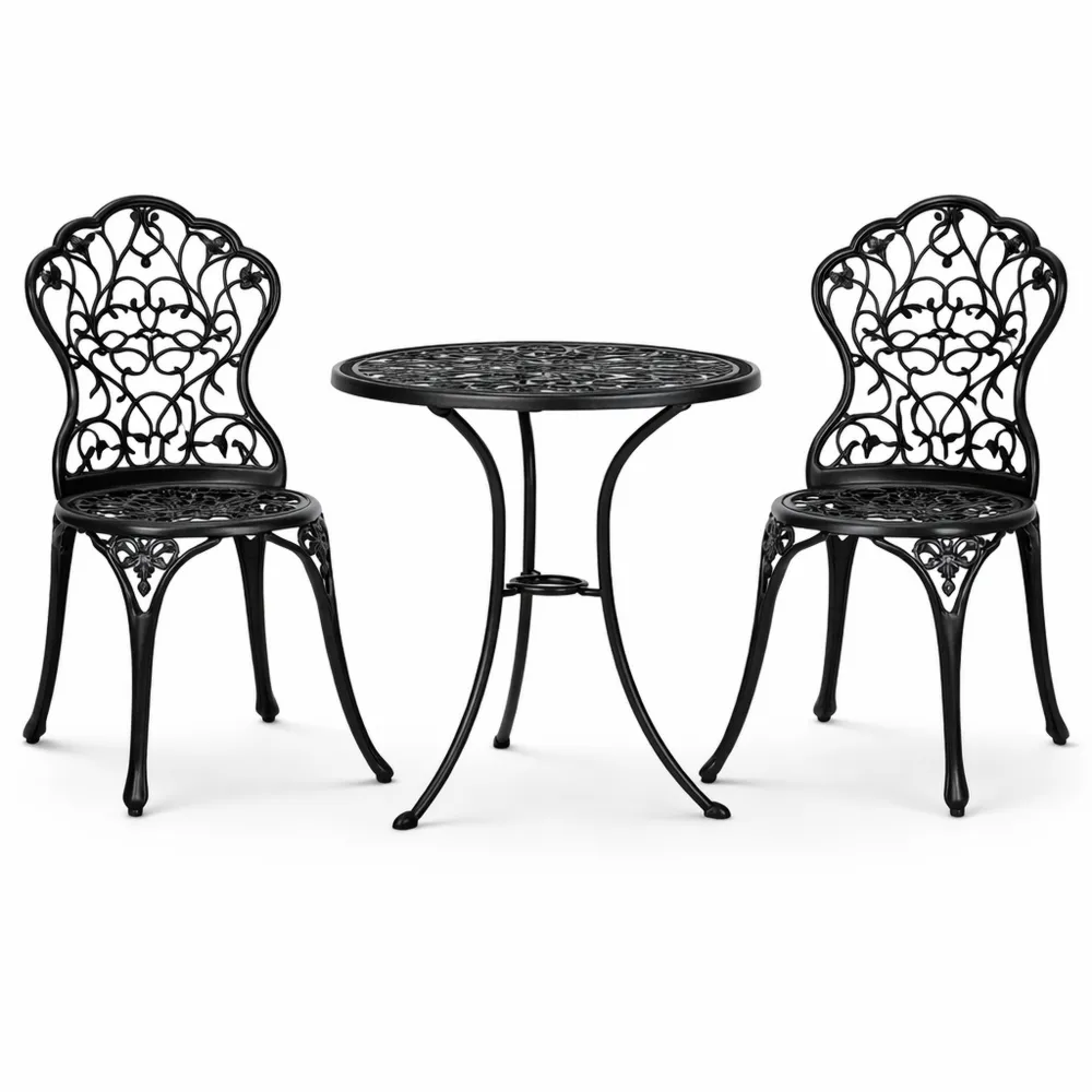 Salon de jardin 3 pièces avec table ronde et chaises