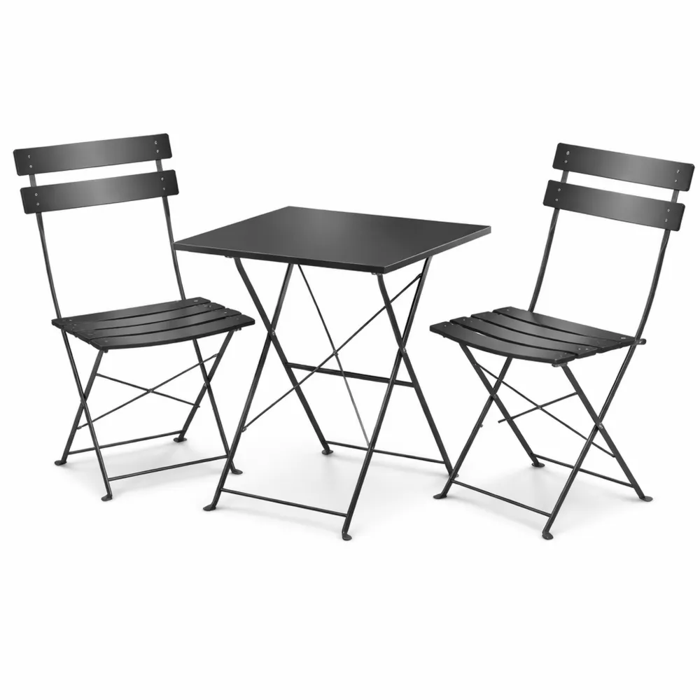 Ensemble de mobilier de jardin 3 pièces avec table et chaises pliantes