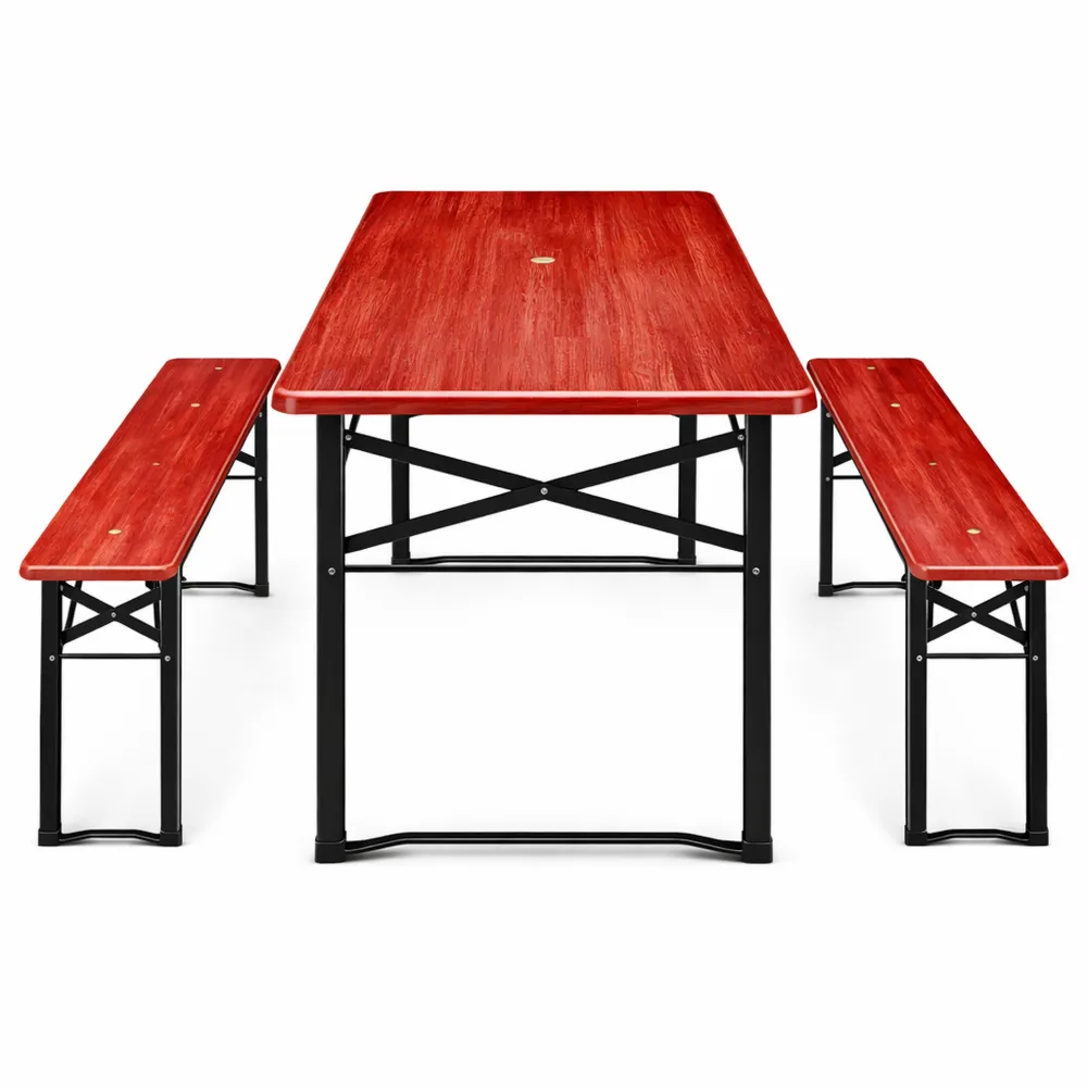 Ensemble mobilier jardin pliable avec bancs et table haute