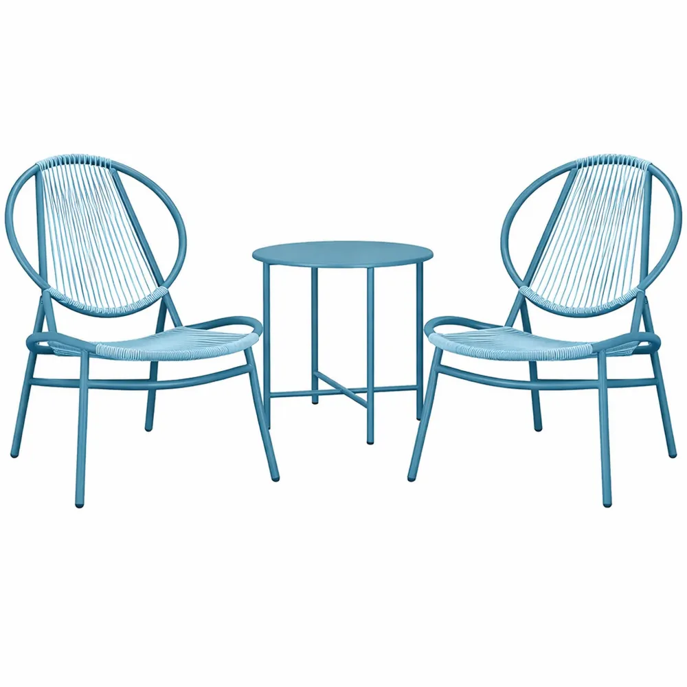 Ensemble de Salon Extérieur 3 Pièces avec Chaises et Table