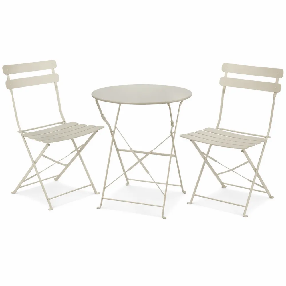 Mobilier de Jardin: Table Ronde et Chaises Pliantes pour 2