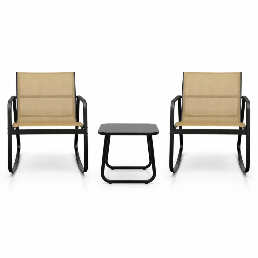 Ensemble de Jardin pour 2 Personnes avec Table Basse en Verre