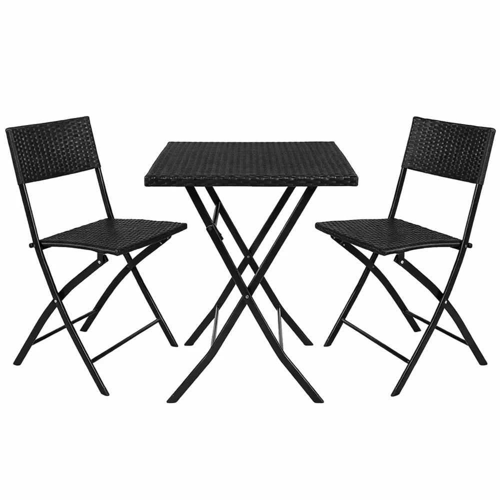 Ensemble de Jardin 2 Personnes en Rotin Synthétique – Chaise et Table Pliables