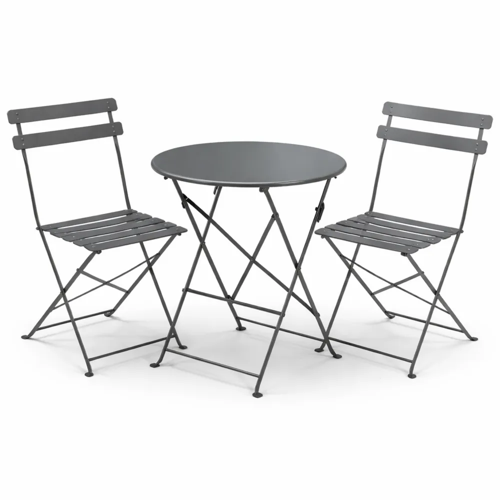 Ensemble Bistro Extérieur 3 Pièces avec Table et Chaises Pliantes