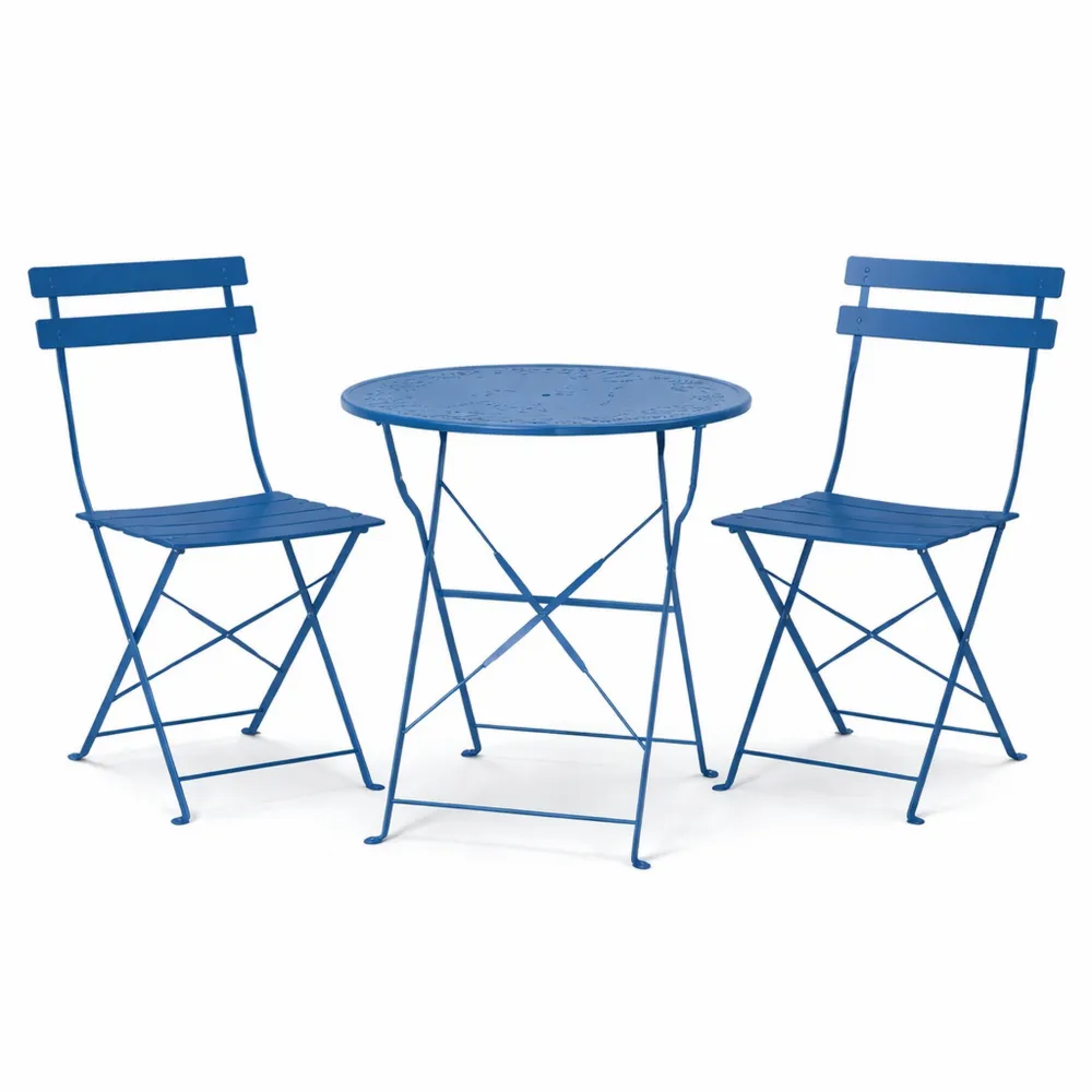 Ensemble de Bistro Extérieur avec Table Ronde et Chaises Pliables, Idéal pour Balcon et Terrasse