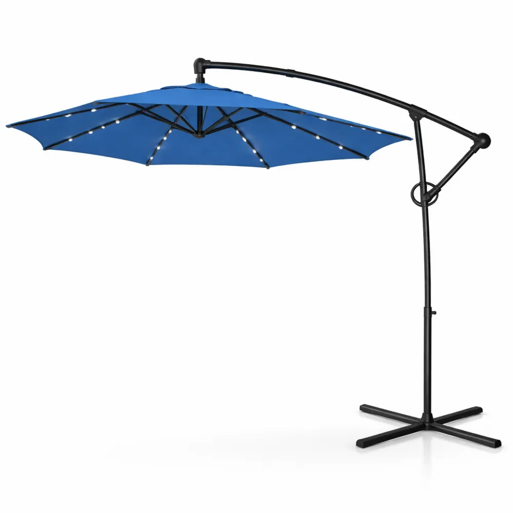 Grand Parasol Inclinable avec Lumières pour Extérieur