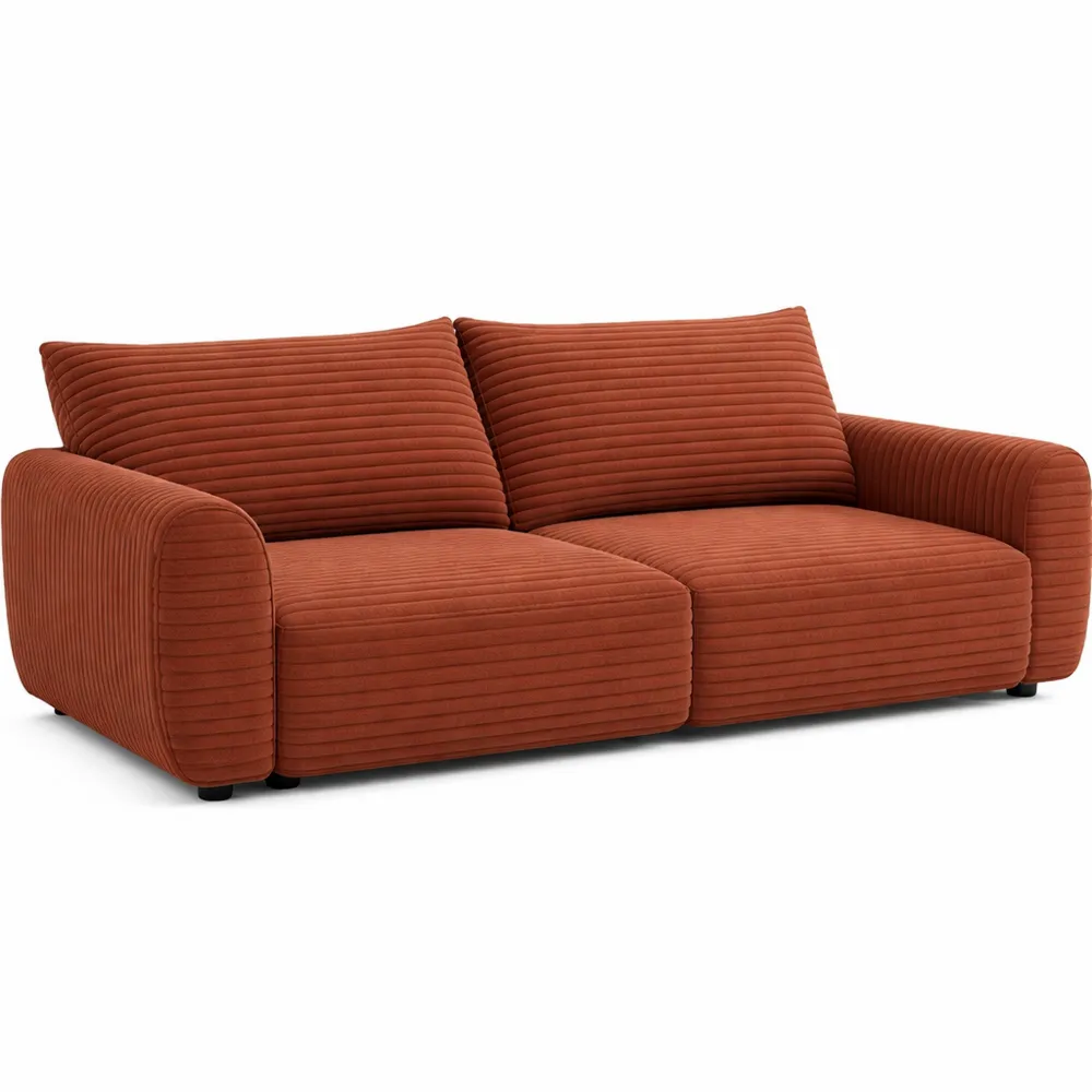 Canapé 3 Places Velours Convertible Terracotta