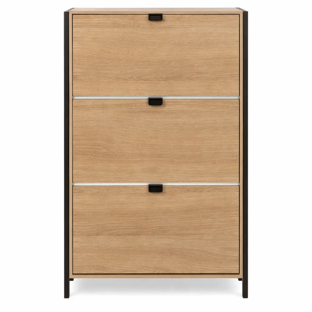 Meuble à Chaussures 3 Tiroirs Effet Chêne Naturel