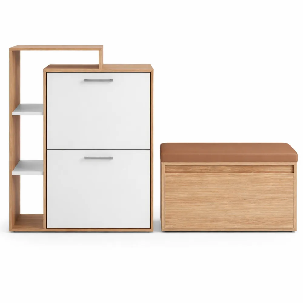 Armoire à chaussures en bois moderne avec banc intégré