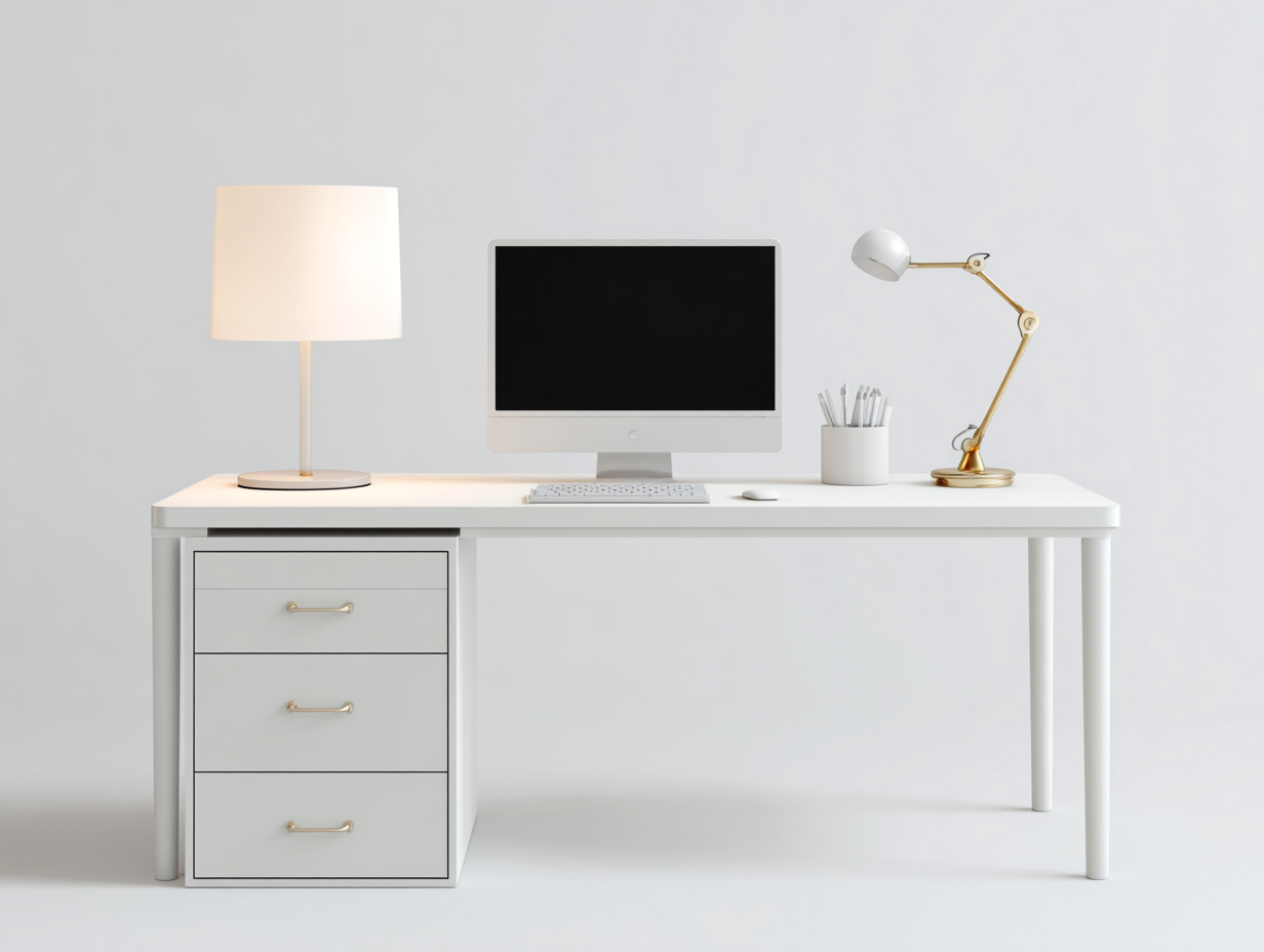 Mesas de oficina madera con cajones 140x60x75 cm blanco - diseño moderno escritorio-Homigetloft