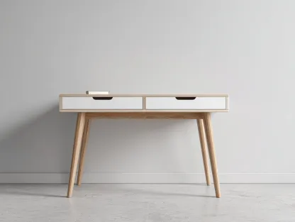 Mesa de oficina madera con cajones 120x55x75 cm - blanco-original - diseño minimalista escritorio-Homigetloft
