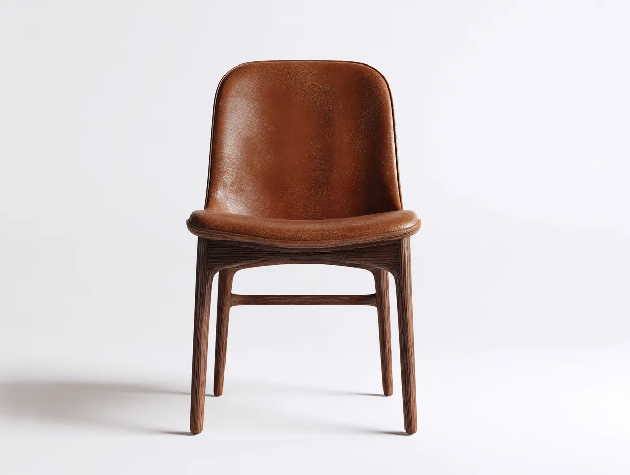 Sillas de comedor tapizada de cuero sintético con estructura de madera 52x55x82 cm - marrón - diseño moderno para comedor-Homigetloft