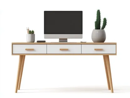 Mesas de oficina madera con cajones 120x60x75 cm color madera blanco para estudio estilo moderno-Homigetloft