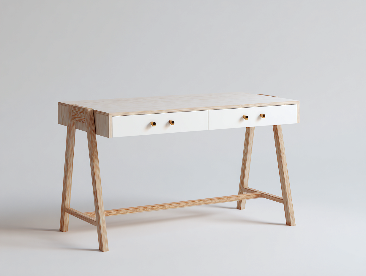 Mesas de oficina madera con cajones 120x60x75 cm - natural-blanco - diseño moderno para estudio y trabajo-Homigetloft