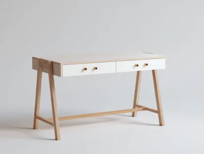 Mesas de oficina madera con cajones 120x60x75 cm - natural-blanco - diseño moderno para estudio y trabajo-Homigetloft