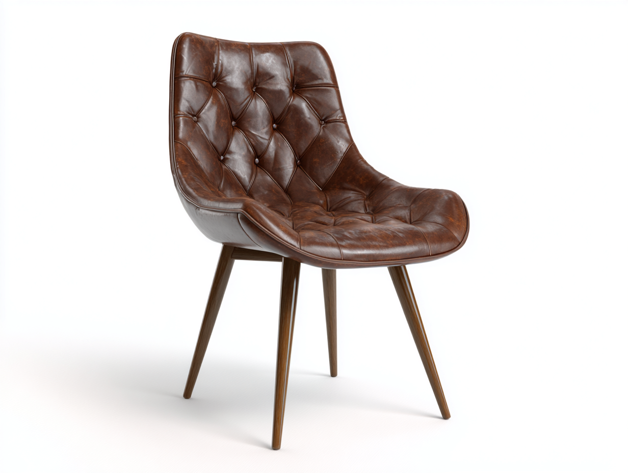 Silla de comedor tapizada capitoné efecto cuero con patas de madera 56x60x84 cm - marrón - diseño elegante moderno-Homigetloft