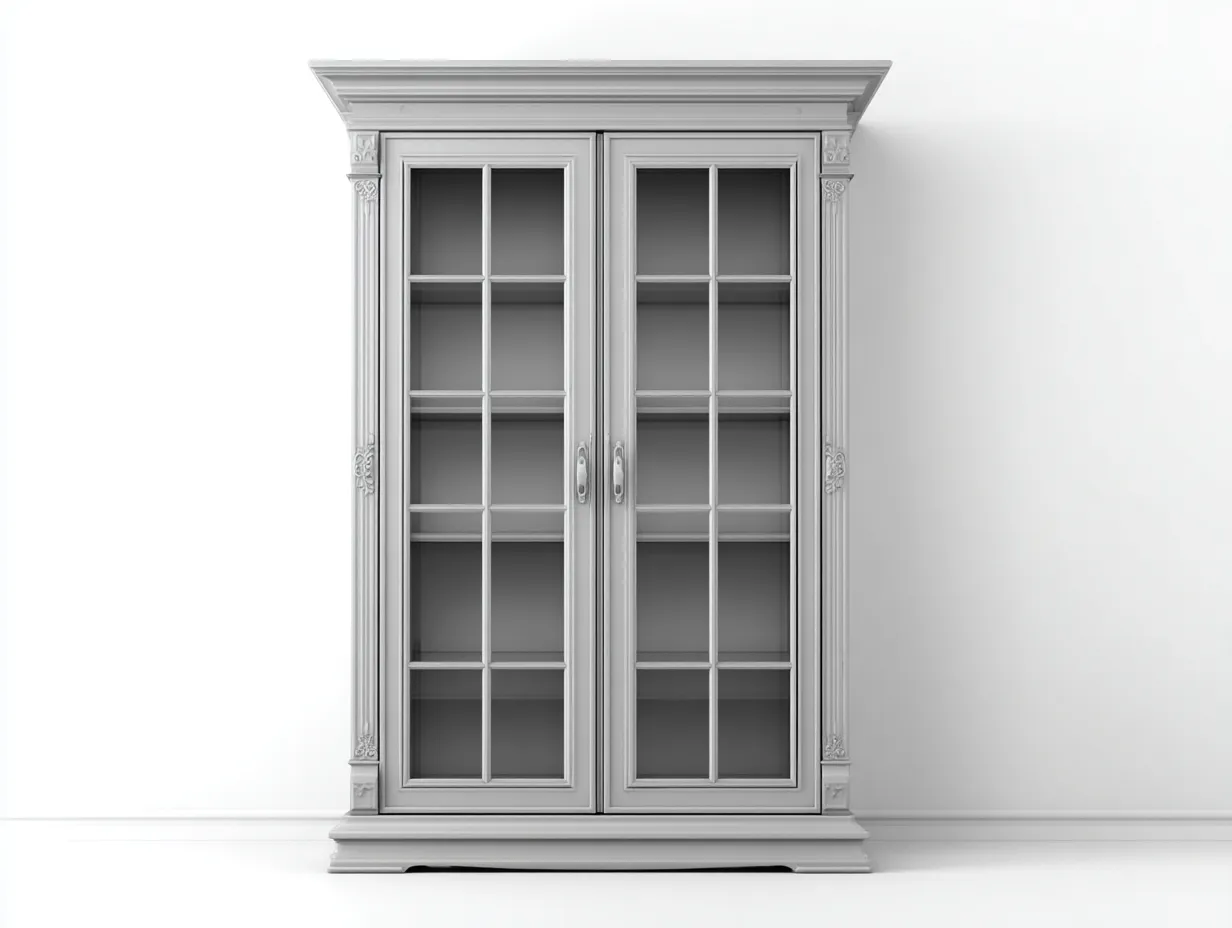 Vitrinas de madera con 2 puertas 110x45x200 cm - blanco - diseño clásico para salón y comedor-Homigetloft