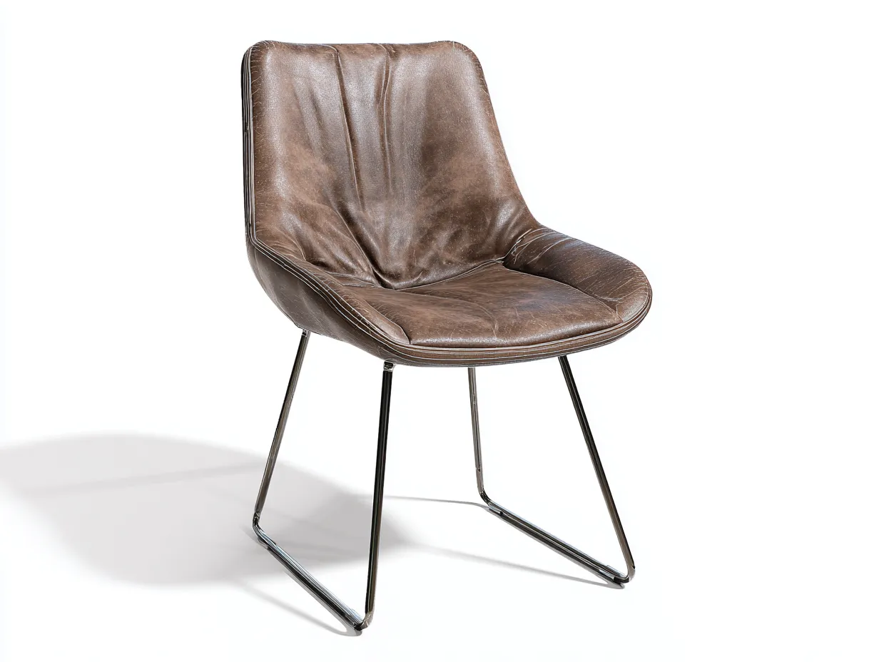 Sillas de comedor tapizada cuero sintético con patas metálicas 55x60x88 cm - marrón - diseño moderno para comedor-Homigetloft