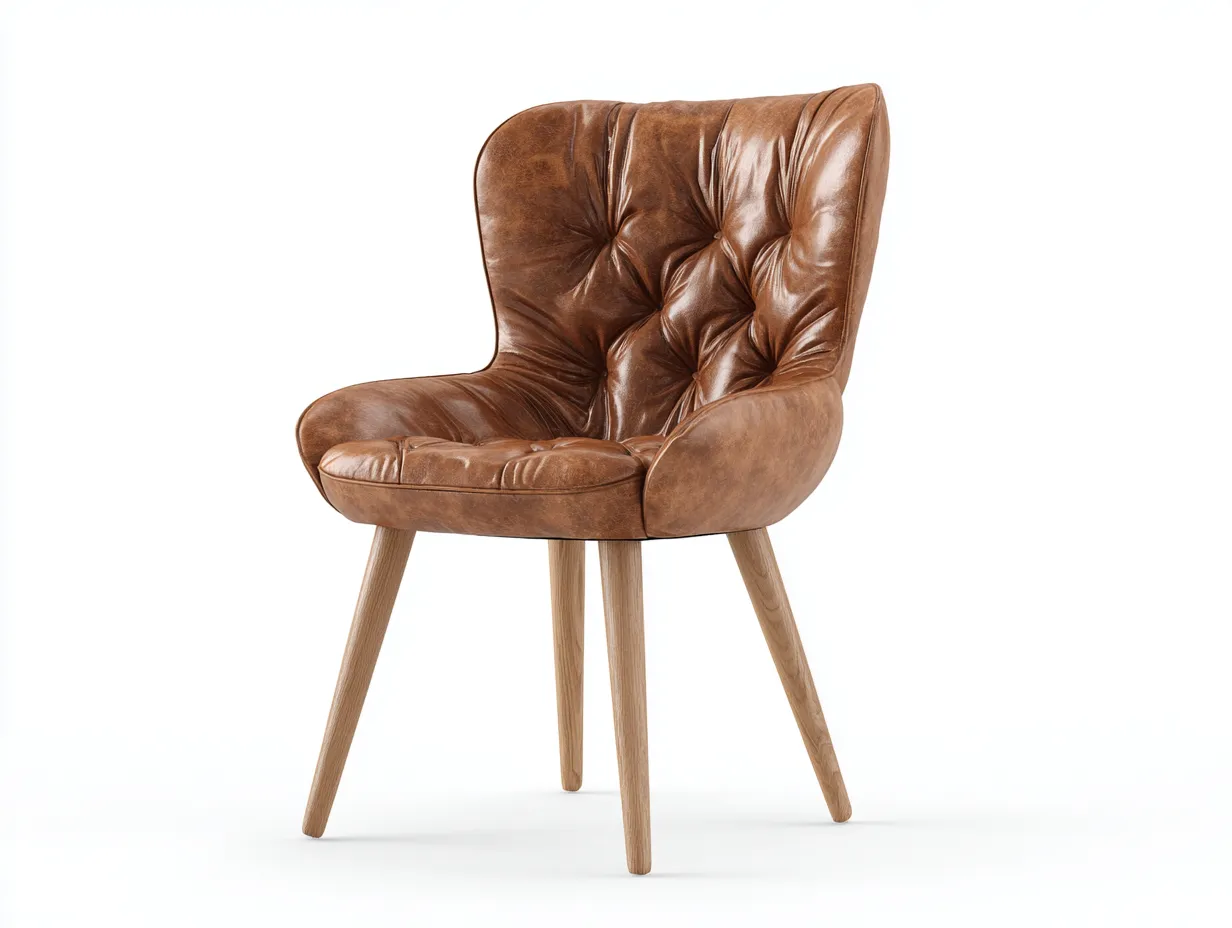 Sillas de comedor tapizada cuero sintético capitoné 55x60x85 cm color marrón madera para comedor estilo clásico-Homigetloft