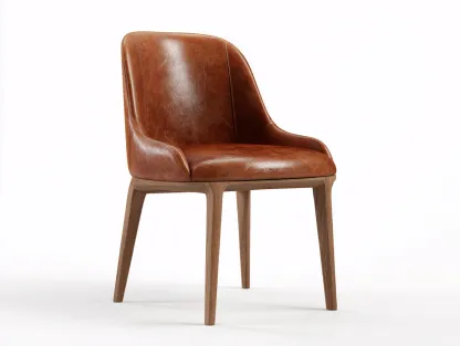 Sillas de comedor tapizada cuero sintético y patas de madera 52x60x85 cm - marrón - diseño moderno para comedor-Homigetloft