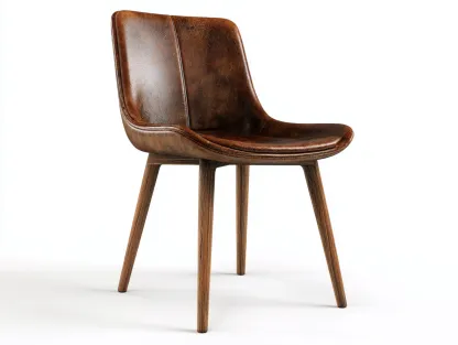 Silla de comedor tapizada efecto cuero con patas de madera 55x58x82 cm - marrón - diseño moderno minimalista-Homigetloft