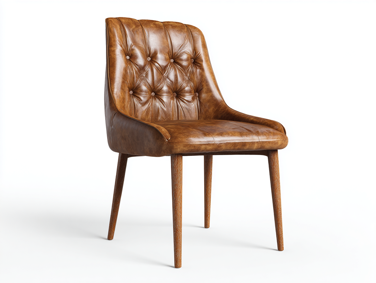 Sillas de comedor tapizada cuero sintético y patas de madera 55x60x85 cm - marrón - diseño clásico para comedor-Homigetloft