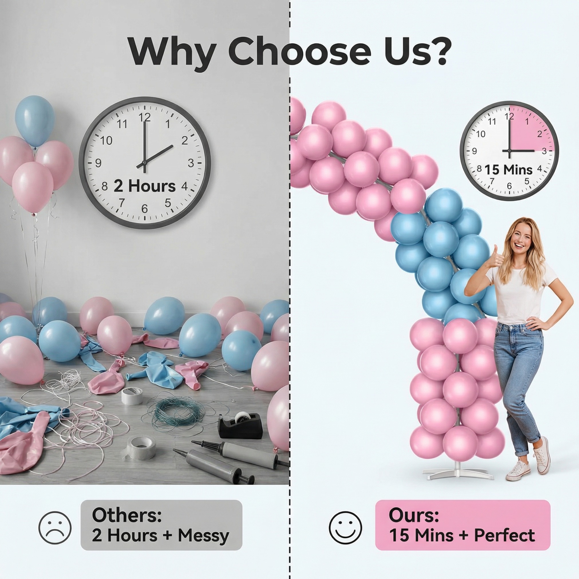 Dreamy Pink & Blue Balloon Arch Decoration Set