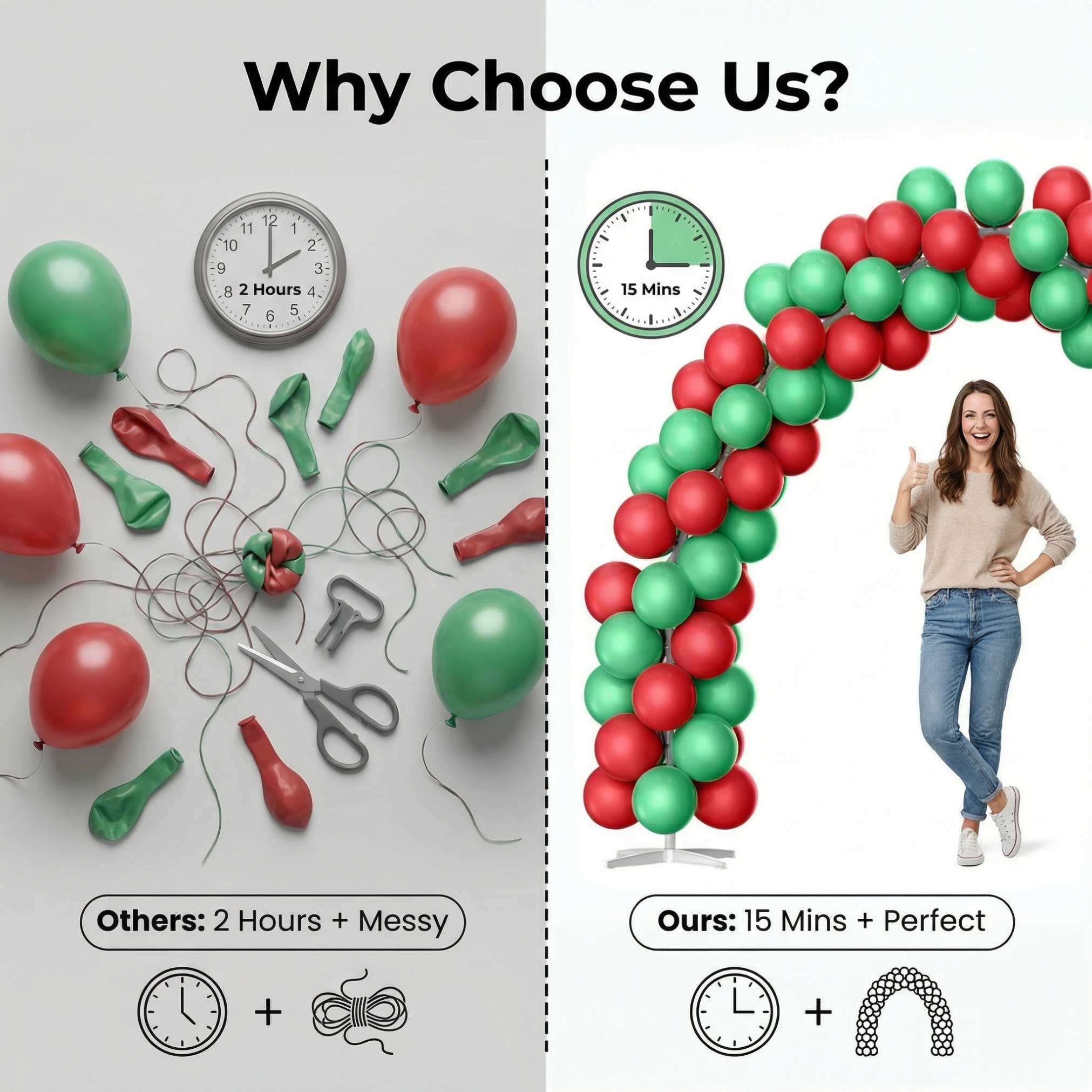 Festive Red & Green Balloon Arch Decoration Set