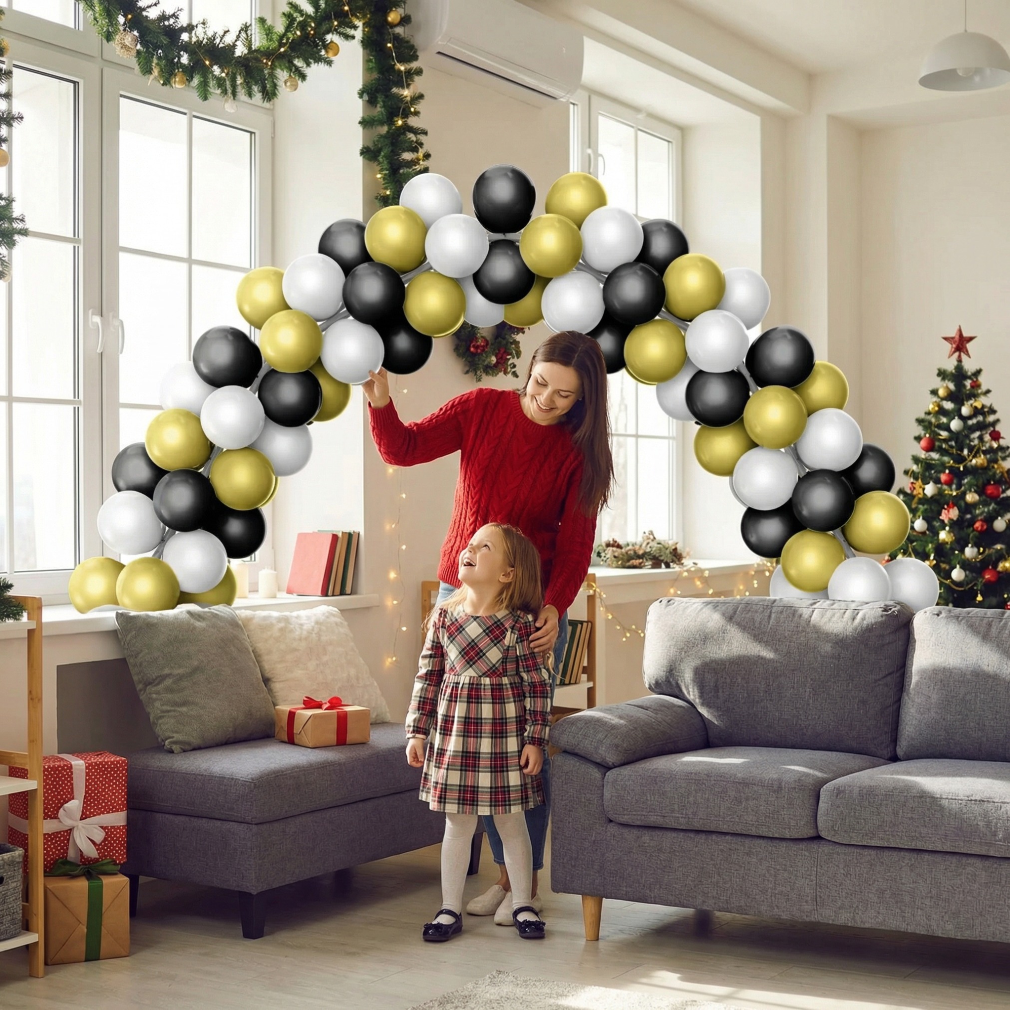 Luxury Black, Gold & White Balloon Arch Kit