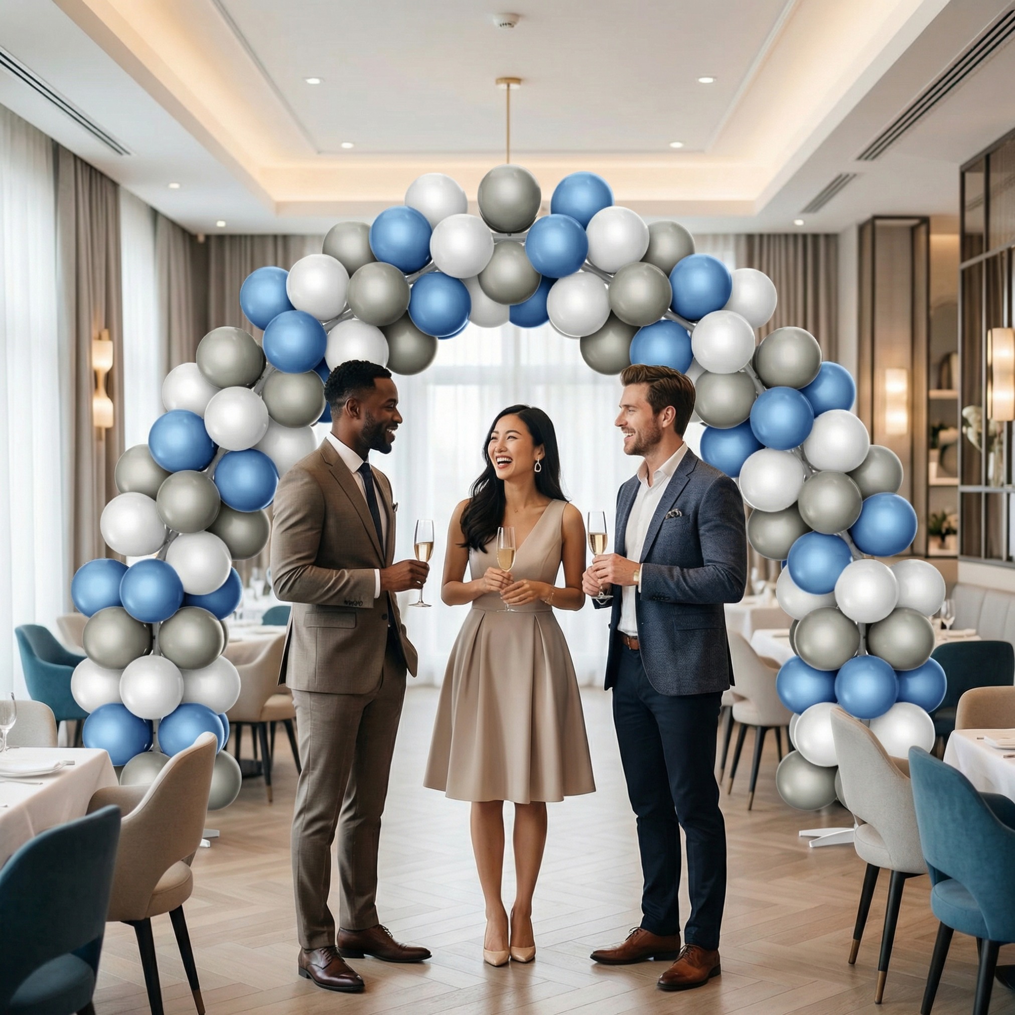 Luxury Business Blue & Grey Balloon Arch Decoration Set