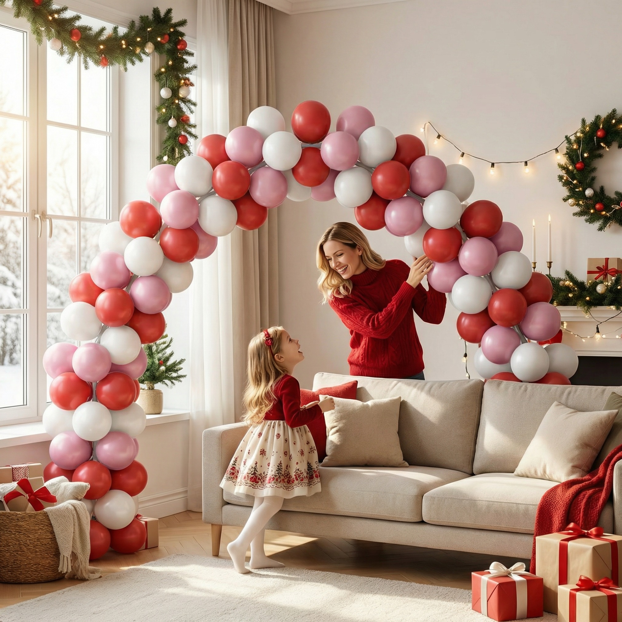 Dusty Pink & Burgundy Contrast Color Balloon Arch Kit