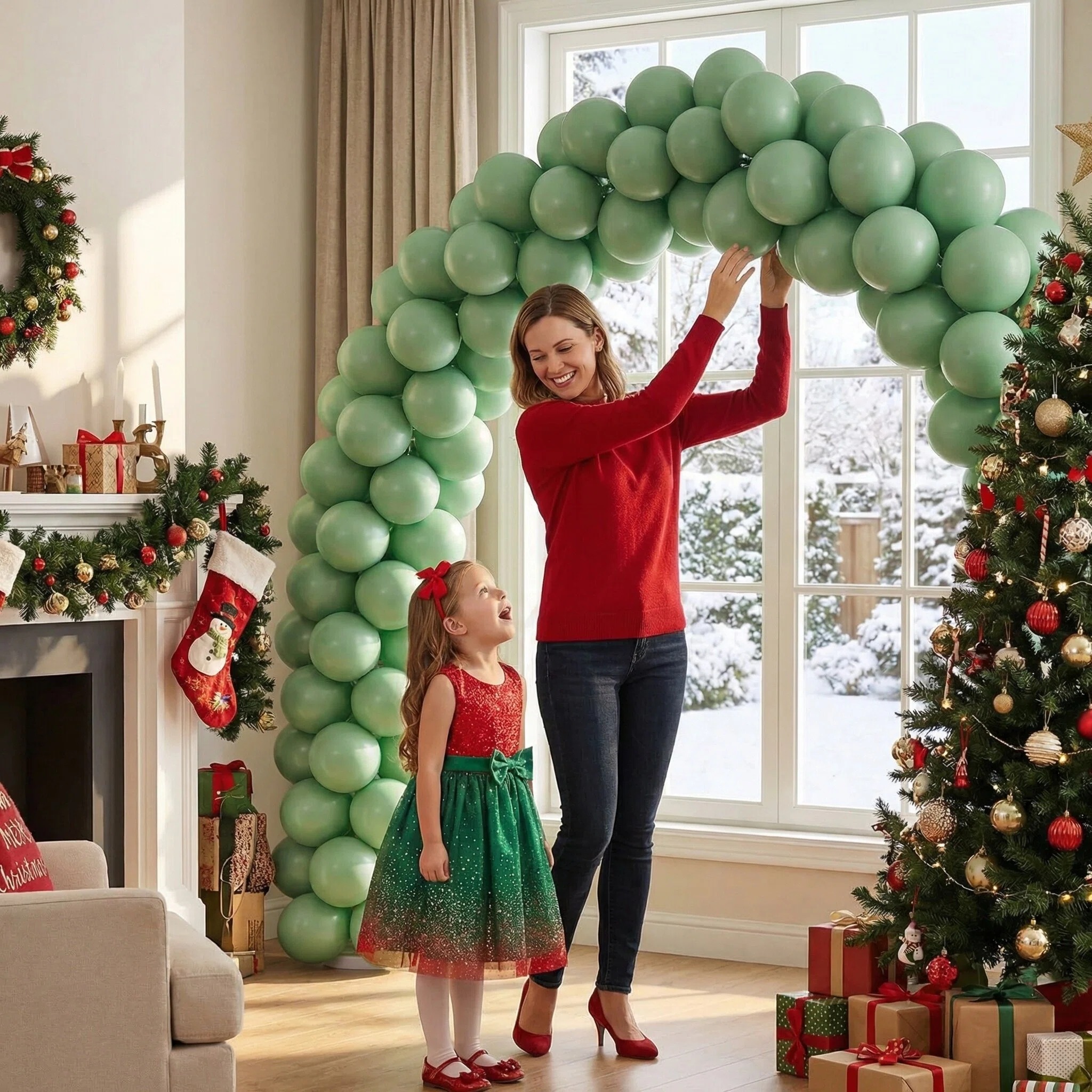 Christmas All Green Balloon Arch Decoration Set